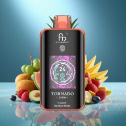 Fumot Tornado 25000 Puffs с HD екран, 700mAh батерия, тропически радужен вкус